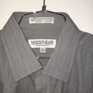 Givency- 15.5 32/33 (M) Slate Grey w/ French Cuffs